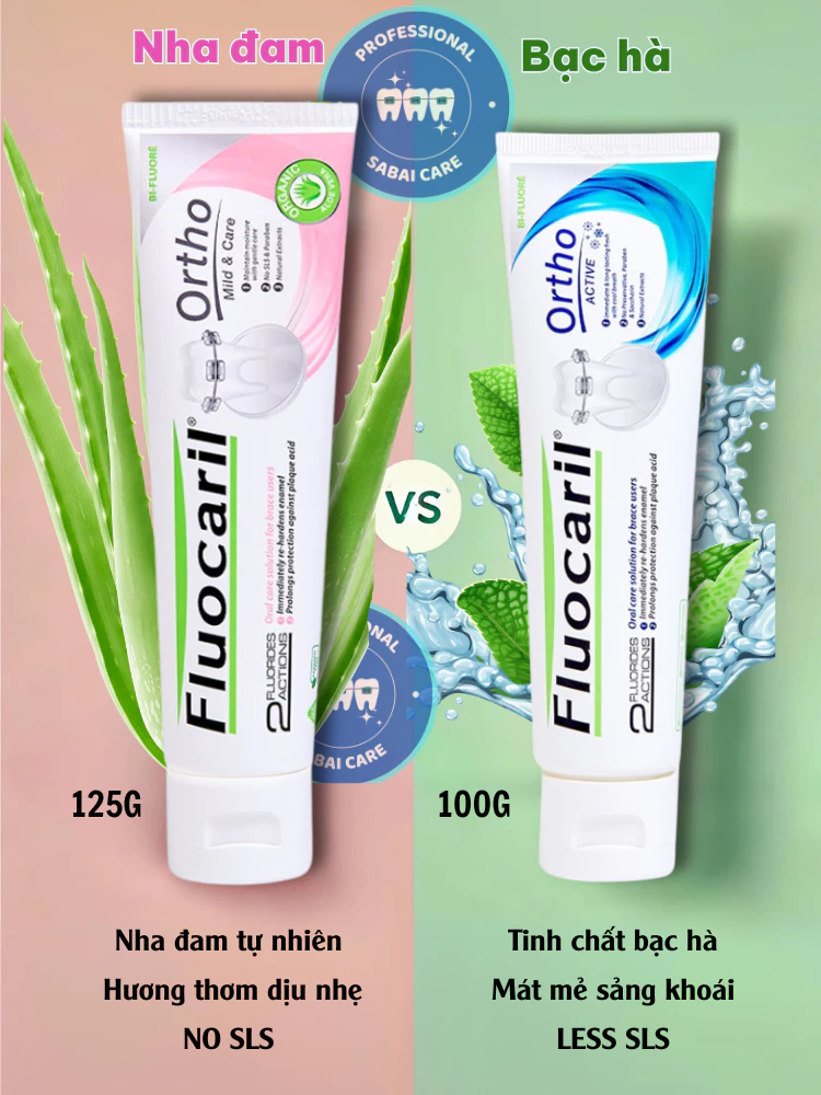 Kem đánh răng cho người niềng răng Sabai Fluocaril Thái Lan, kem đánh răng ngừa sâu răng, bảo vệ men răng Sabai Care - 3