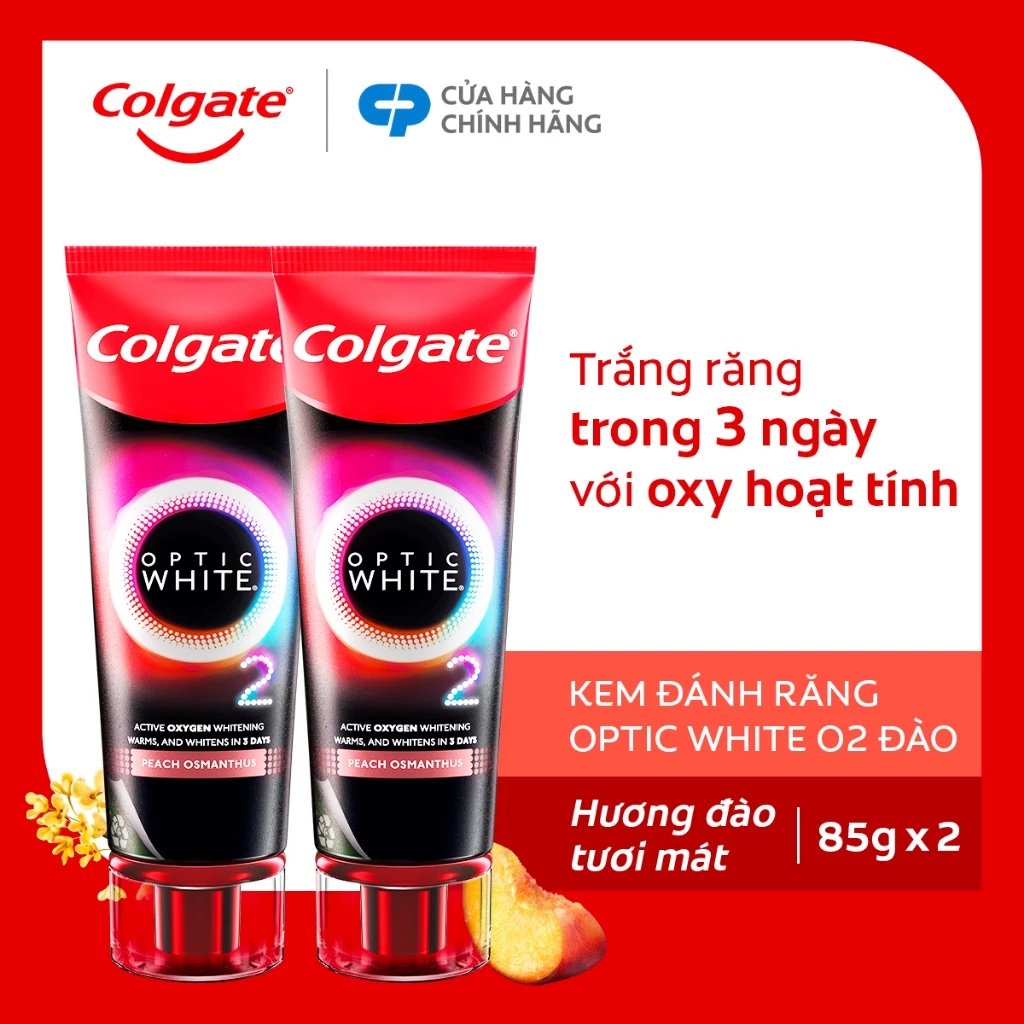 Bộ 2 Kem Đánh Răng Colgate trắng răng TRONG 3 NGÀY Optic White O2 với Oxy Hoạt Tính 85g/tuýp - 3
