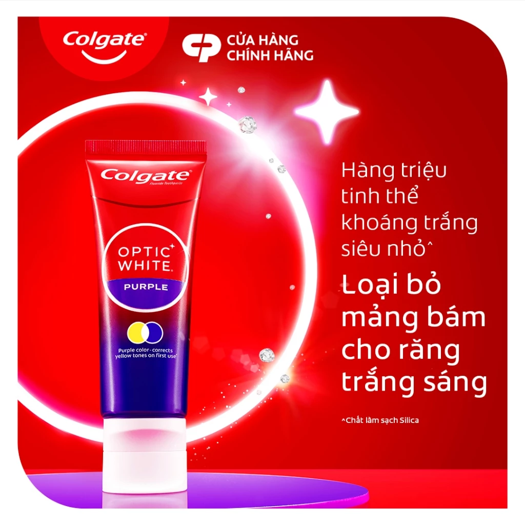 Kem Đánh Răng Colgate trắng răng Optic White Purple 100g công nghệ sắc tím, trung hòa ố vàng tức thì - 4