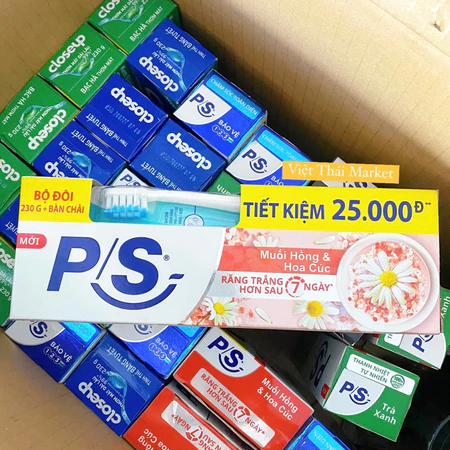 [VN-Lớn 230G] Kem Đánh Răng KĐR PS Muối Hồng Hoa Cúc Trắng Răng Không Sâu Răng Thơm Miệng Không Cay The Mát 230G