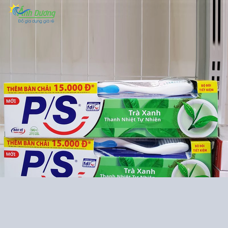 Kem đánh răng PS trà xanh kèm bàn chải đánh răng 180g