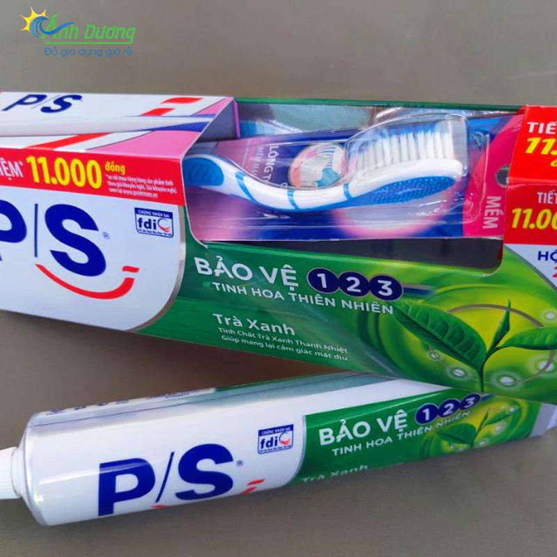 Kem đánh răng PS trà xanh kèm bàn chải đánh răng 180g - 2