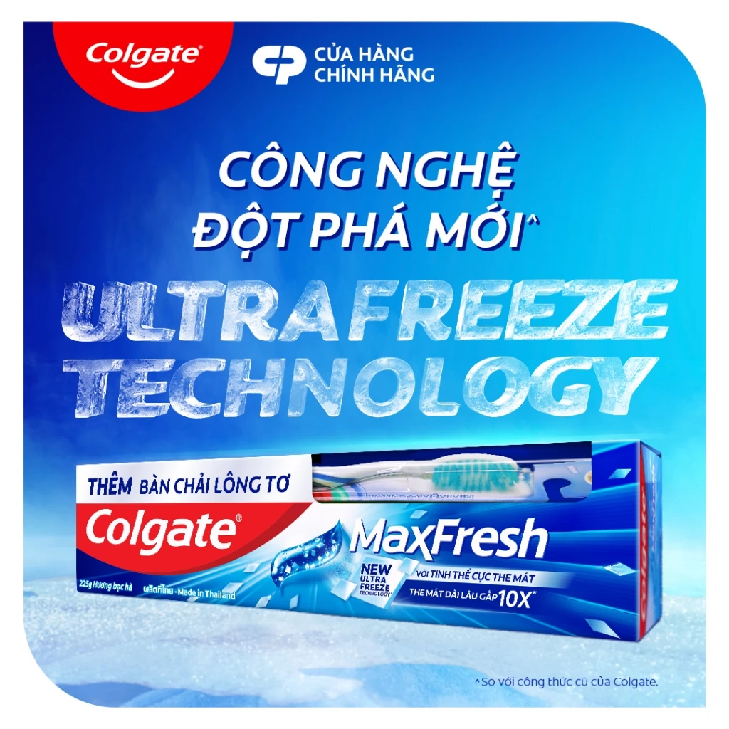 Bộ 4 Kem đánh răng Colgate Maxfresh bạc hà the mát 225g/tuýp tặng bàn chải đánh răng lông mềm