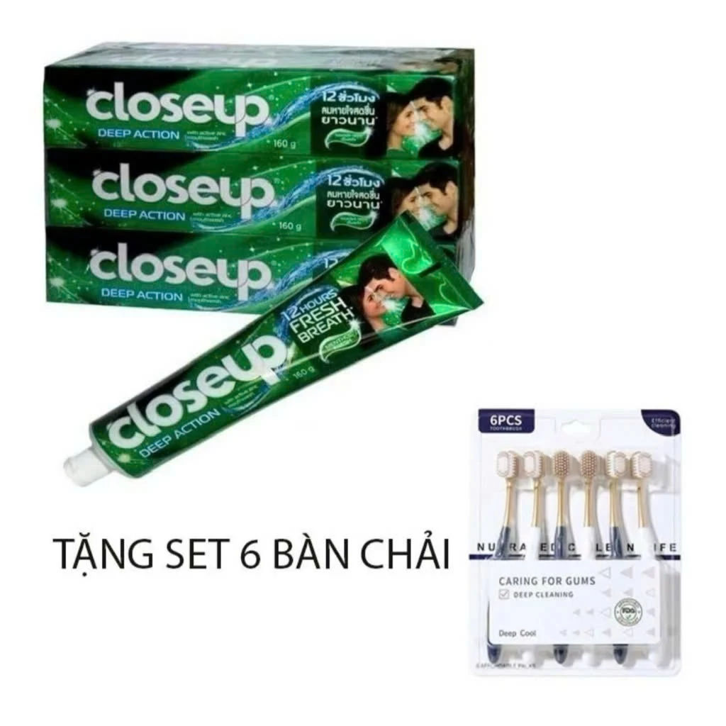 [ GIẢM GIÁ SÂU ] 5 TUÝP KEM ĐÁNH RĂNG CLOSEUP Thái Lan 160g LÀM TRẮNG RĂNG GIÚP HƠI THỞ THƠM MÁT TẶNG 1 VỈ 6 BAN CHẢI - 3