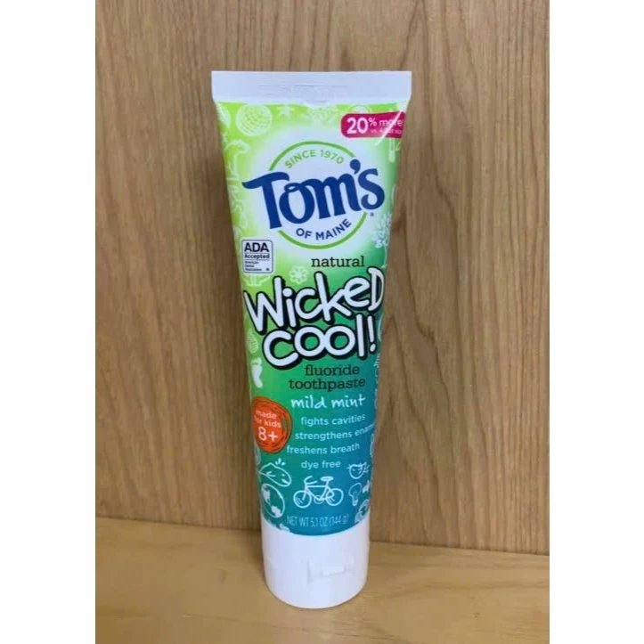 [BILL MỸ AIR] Kem đánh răng dành cho trẻ Tom's of Maine Natural Wicked Cools Mild Mint 144g (Tuýp)