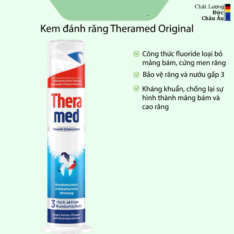 Kem Đánh Răng THERAMED Original 100ml - Ngừa Sâu Răng, Kháng Khuẩn, Hơi Thở Thơm Mát - Nhập Khẩu Đức