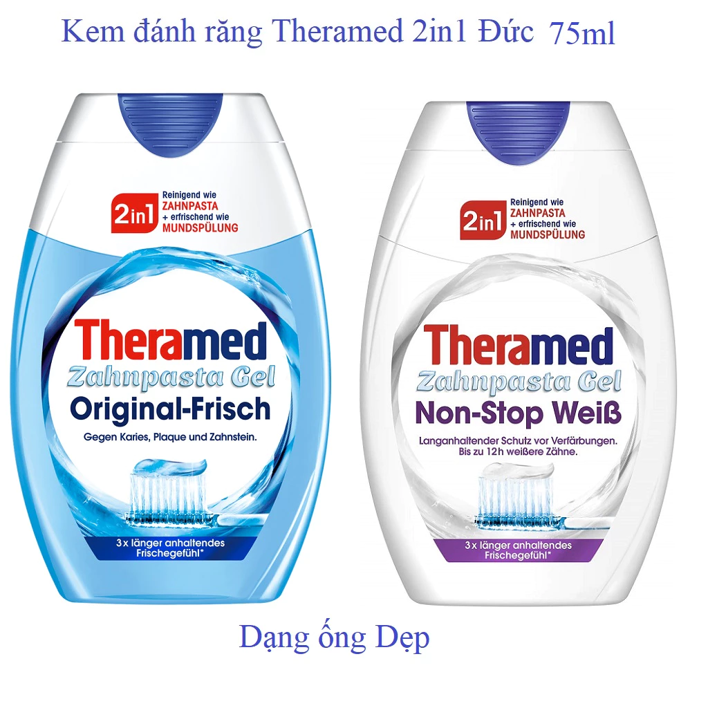 Kem đánh răng Theramed 2in1 Dạng ống dẹp và dạng ống tròn Đức (Hàng Đức có bill) - 3