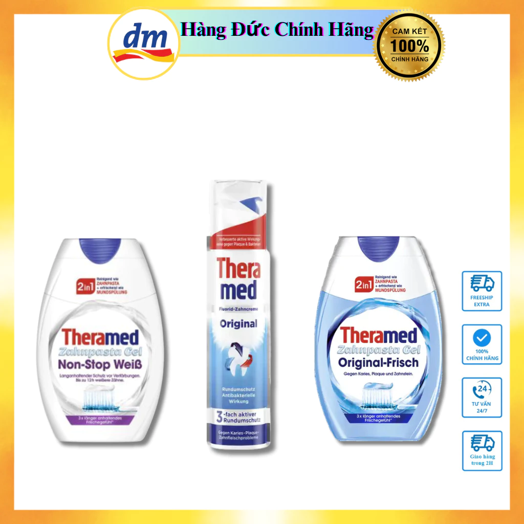 Kem đánh răng Theramed 2in1 trắng răng, thơm miệng, nội địa Đức