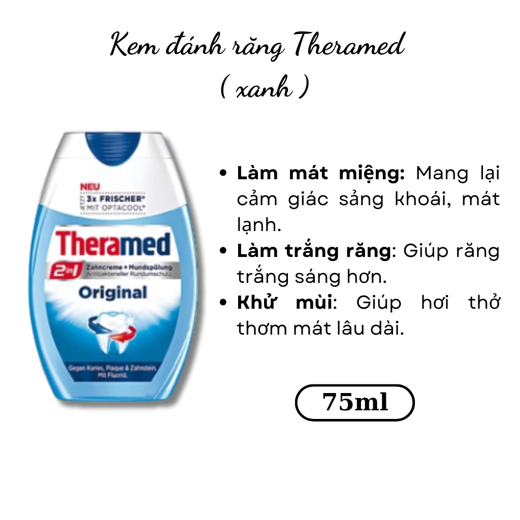 Kem đánh răng Theramed 2in1 trắng răng, thơm miệng, nội địa Đức - 5