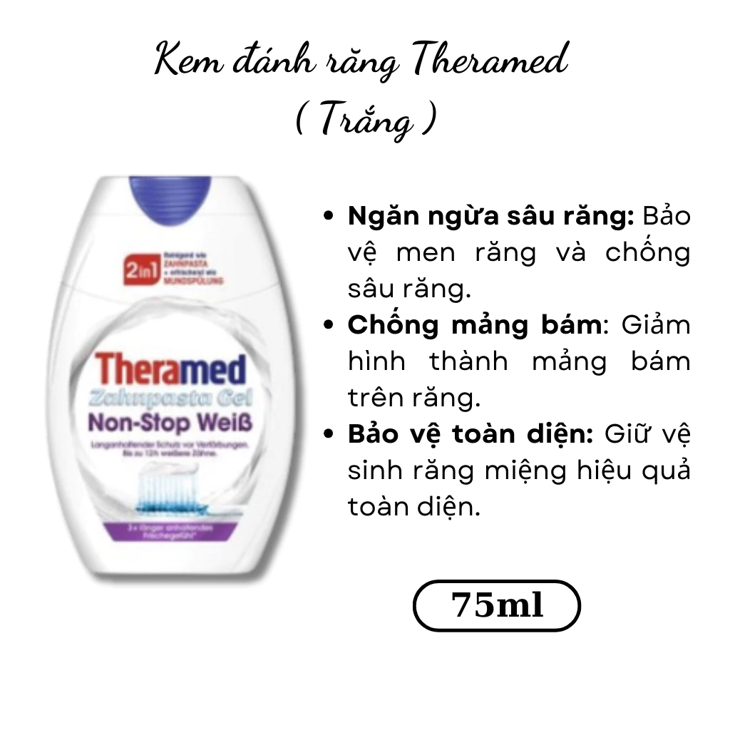 Kem đánh răng Theramed 2in1 trắng răng, thơm miệng, nội địa Đức - 6