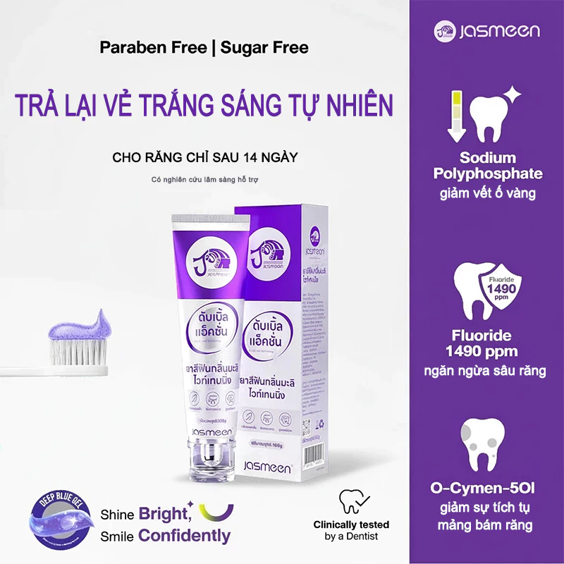 Kem Đánh Răng Làm Trắng Răng JASMEEN Thái Lan - Đánh Bay Ố Vàng - Khử Mùi Hiệu Quả
