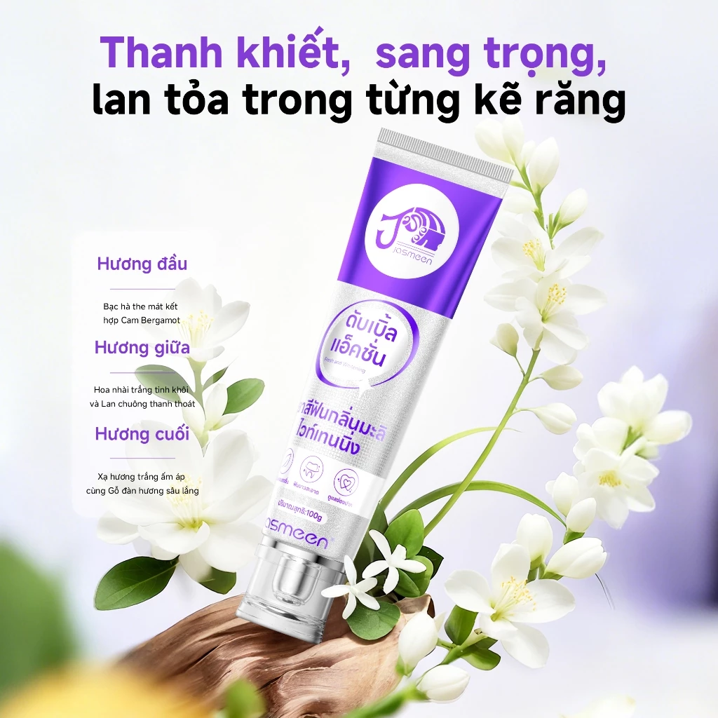Kem Đánh Răng Làm Trắng Răng JASMEEN Thái Lan - Đánh Bay Ố Vàng - Khử Mùi Hiệu Quả - 2