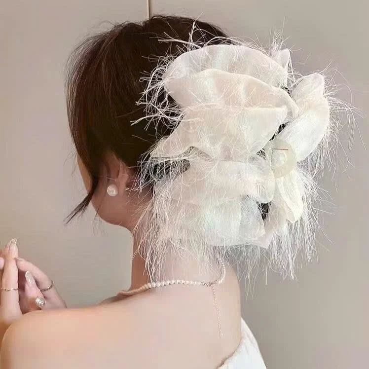 Kẹp Tóc Càng Cua Bảng Lớn Nơ Voan Đính Kim Sa Lấp Lánh - 2