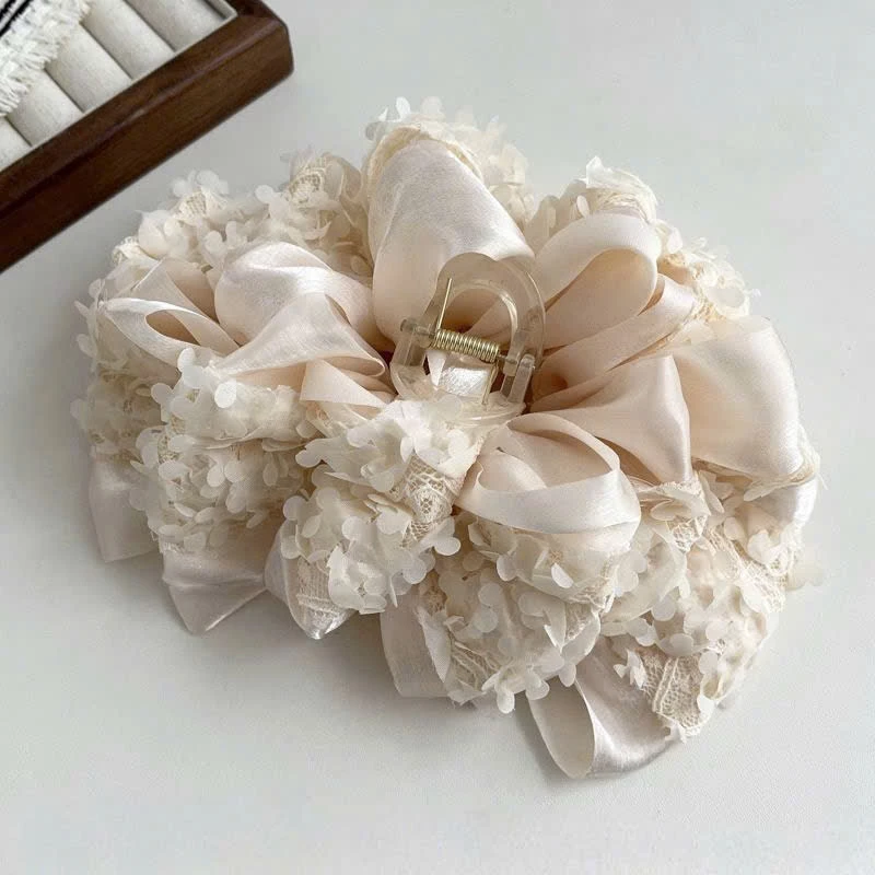 Kẹp Tóc Càng Cua Bảng Lớn Nơ Voan Đính Kim Sa Lấp Lánh - 4