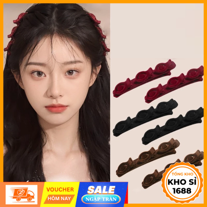 Kẹp Tóc Hai Lớp Tạo Kiểu Tóc Phong Cách Hàn Quốc Cho Nữ, Kẹp Tóc Mỏ Vịt, kẹp Tóc Tiểu Thư, Kẹp Tóc Tết E2233