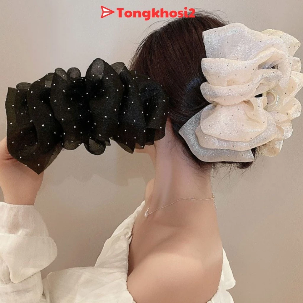 PVN63677 Kẹp Tóc Nơ Hai Mặt Tạo Bong Bóng Xinh Xắn Cho Nữ tongkhosi2