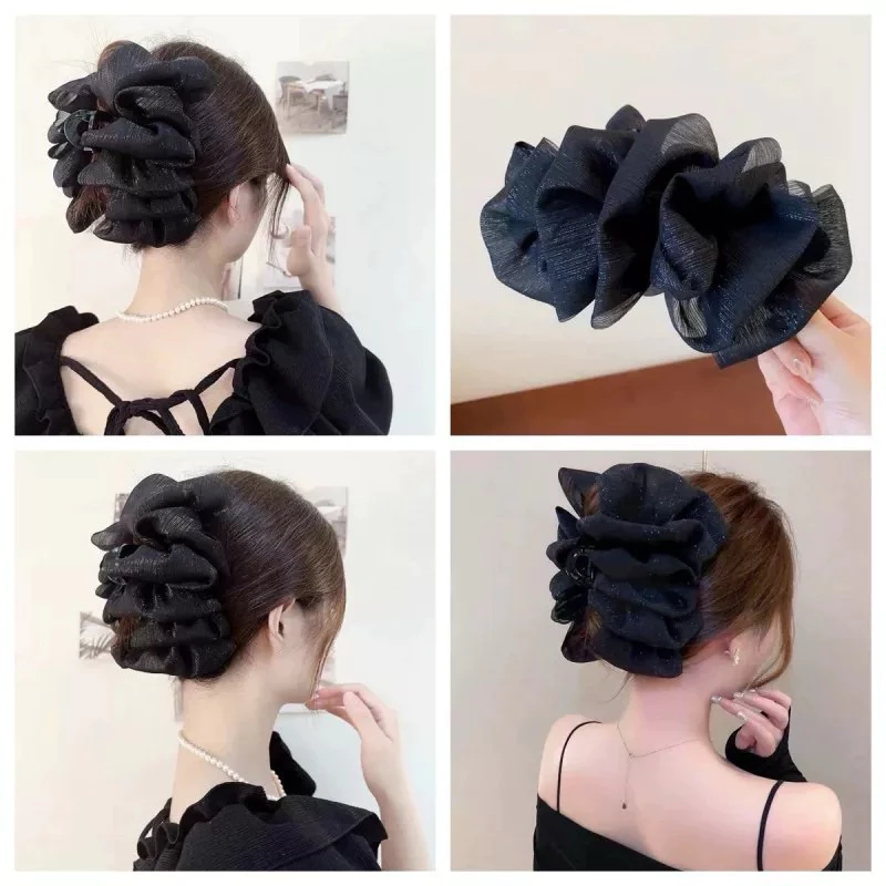 Kẹp Tóc Voan Nhiều Lớp Cỡ Lớn Tạo Hiệu Ứng Dày Tóc K22 Kiểu Retro Cổ Điển - 2