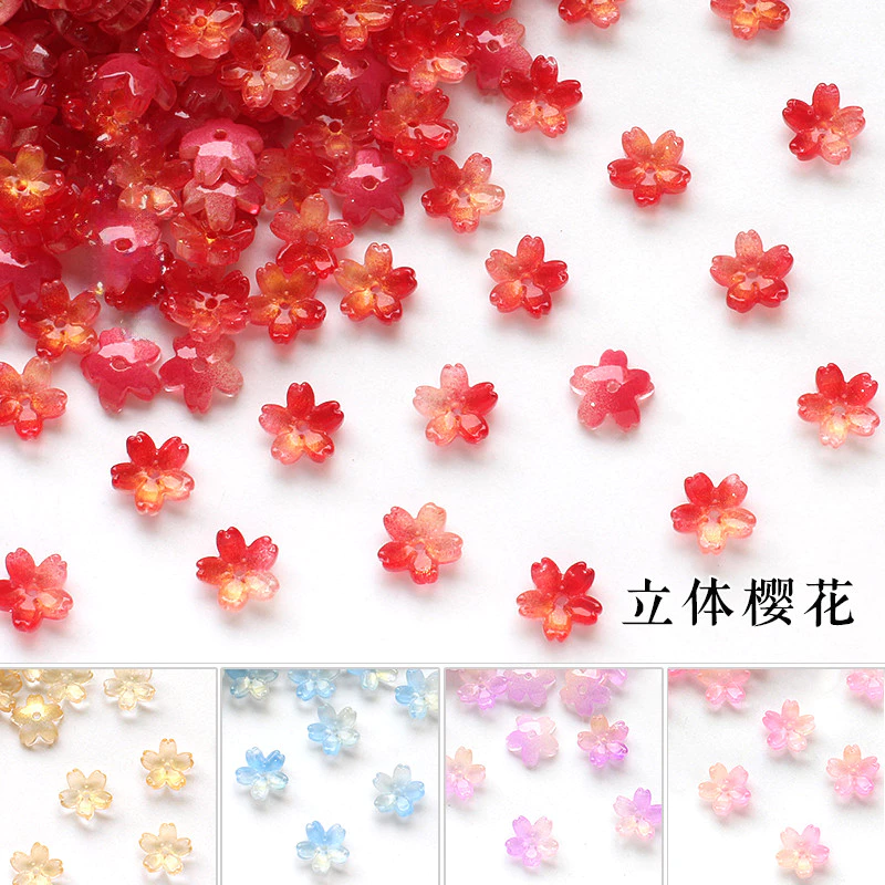 20 Chiếc 11 Mm Ba Chiều Hoa Anh Đào Thủy Tinh Lỗ Trung Bình Hoa Nhỏ Tự Làm Kẹp Tóc Cổ Mũ Đội Đầu Vật Liệu Thủ Công