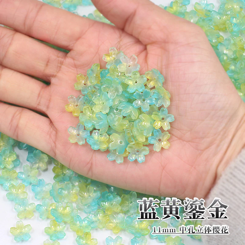 20 Chiếc 11 Mm Ba Chiều Hoa Anh Đào Thủy Tinh Lỗ Trung Bình Hoa Nhỏ Tự Làm Kẹp Tóc Cổ Mũ Đội Đầu Vật Liệu Thủ Công - 3