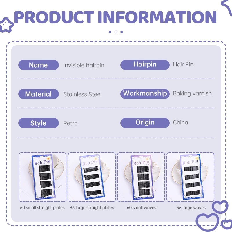 🌈Patrackiy✨Set 60 kẹp tăm tiện dụng, Bộ kẹp tóc,Set 60 Kẹp Tăm Màu Đen Tiện Lợi Cho Nữ - 3
