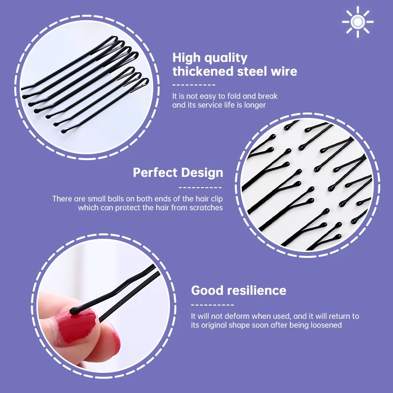🌈Patrackiy✨Set 60 kẹp tăm tiện dụng, Bộ kẹp tóc,Set 60 Kẹp Tăm Màu Đen Tiện Lợi Cho Nữ - 4