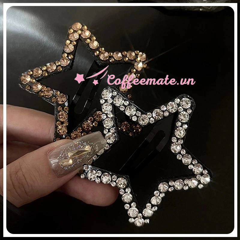 Kẹp tóc hình ngôi sao đính đá cao cấp cho nữ, kẹp tóc mái, phụ kiện tóc Hàn Quốc, cặp tóc mái E1863 - 6