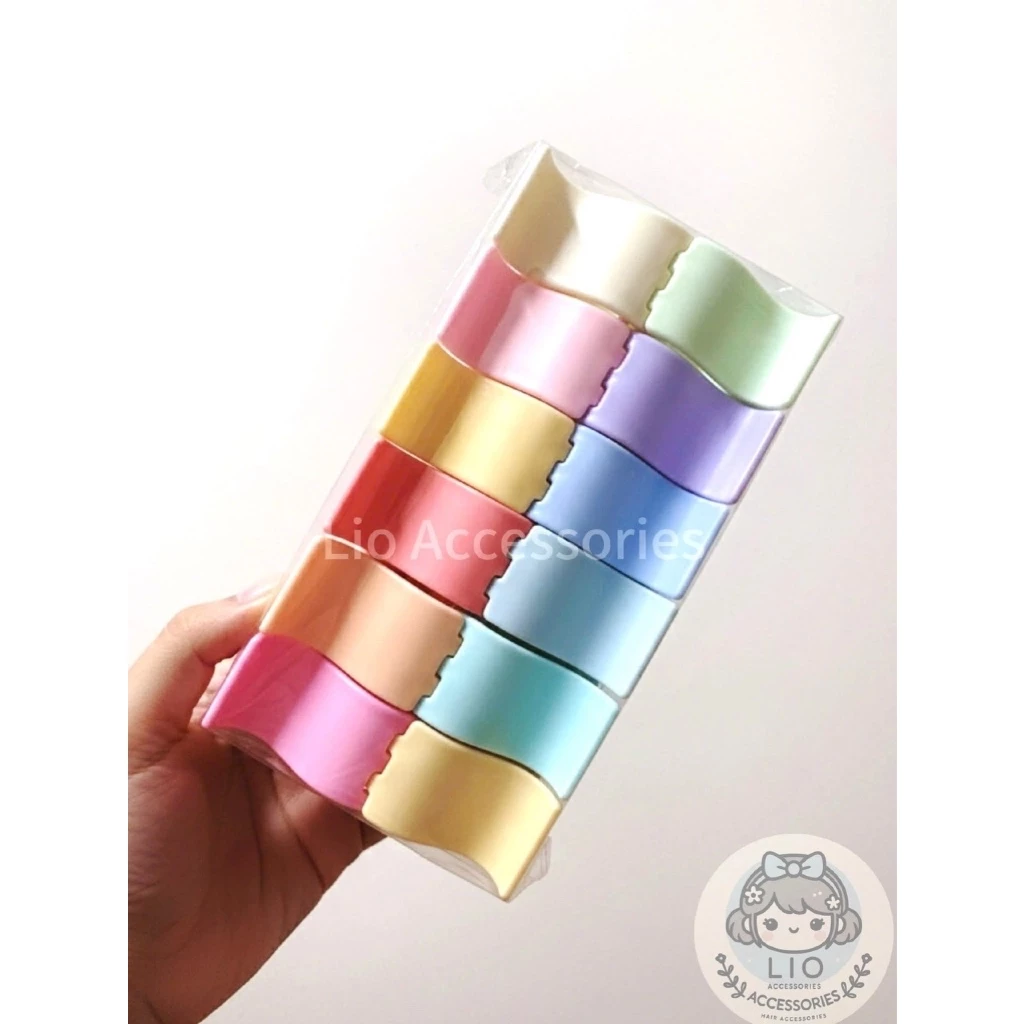 Set 12 Kẹp Tóc Càng Cua 3 răng 5 Răng Nhựa Dẻo Nhiều Màu Sắc Dễ Thương - 2