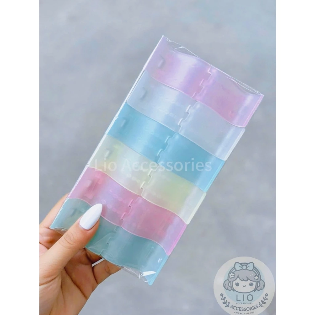 Set 12 Kẹp Tóc Càng Cua 3 răng 5 Răng Nhựa Dẻo Nhiều Màu Sắc Dễ Thương - 5