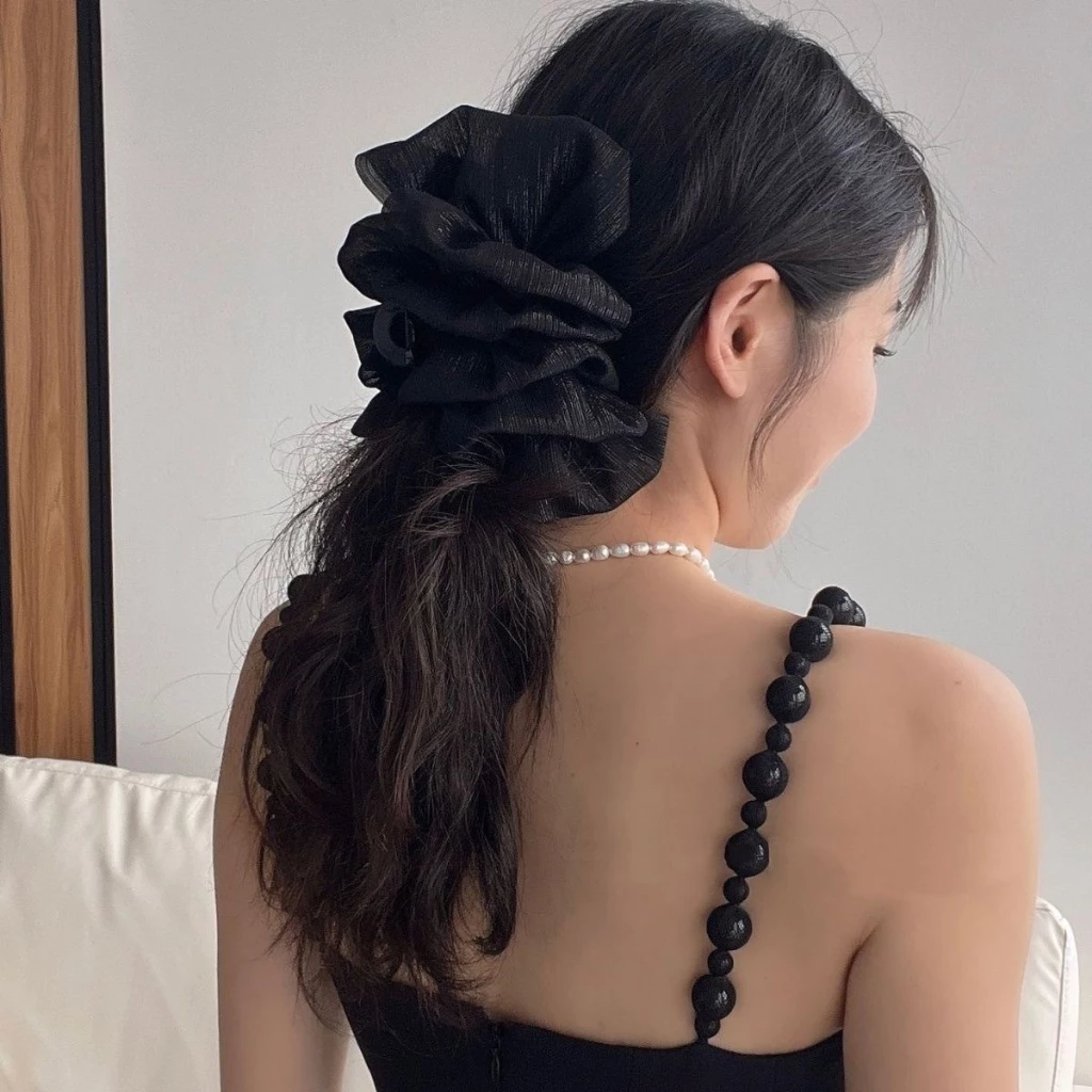 Ahellogirl Lưới Nơ Lấy Kẹp Cảm Giác Nâng Cao Tính Khí Kẹp Tóc Nữ Lưng Đầu Tấm Tóc Cá Mập Lớn Kẹp Thẻ Tóc Mũ Đội Đầu Phụ Kiện Tóc - 3