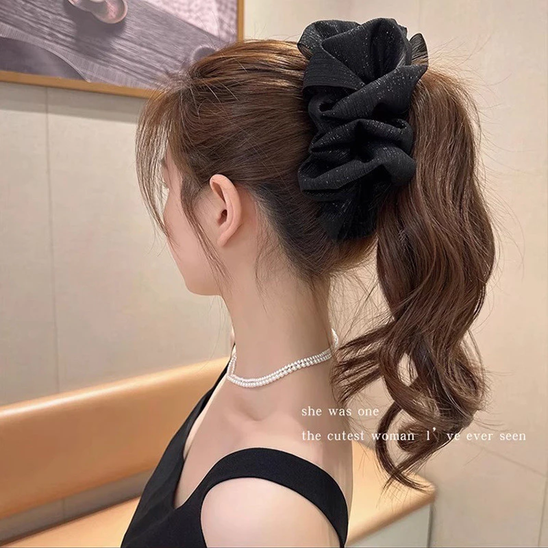 Ahellogirl Lưới Nơ Lấy Kẹp Cảm Giác Nâng Cao Tính Khí Kẹp Tóc Nữ Lưng Đầu Tấm Tóc Cá Mập Lớn Kẹp Thẻ Tóc Mũ Đội Đầu Phụ Kiện Tóc - 5