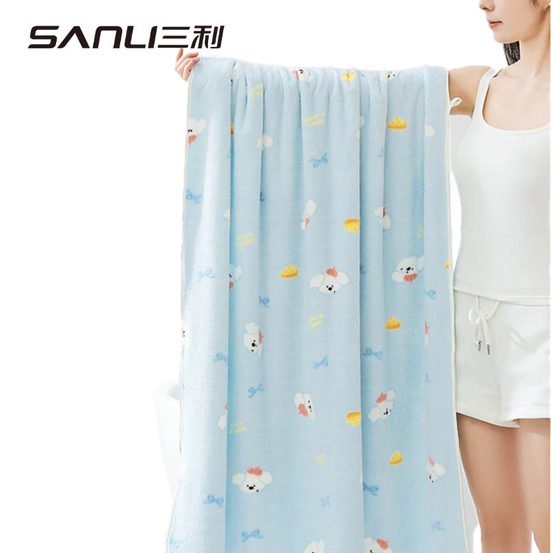 [Khăn tắm] Khăn Sanli Khăn tắm lông cừu san hô Khăn tắm hoạt hình gia đình cực lớn 90 * 170 Khăn tắm bọc khăn tắm260423 - 3