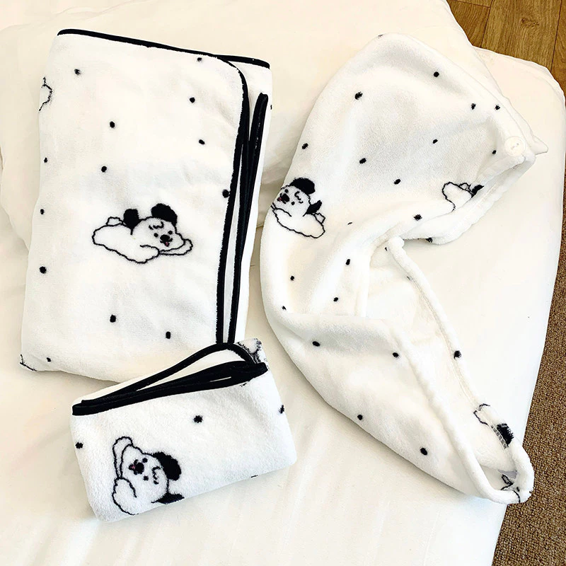 🔥 Khăn tắm dành cho người lớn 🔥 Hộ gia đình 2026 Chất lượng cao có hàng sẵn Khăn tắm thấm hút mạnh thoải mái ✡Bộ ba mảnh gia đình dành cho sinh viên Bộ khăn tắm chó con hoạt hình dễ thương Khăn tắm thấm hút nhanh khô quấn khăn dày✫ - 3
