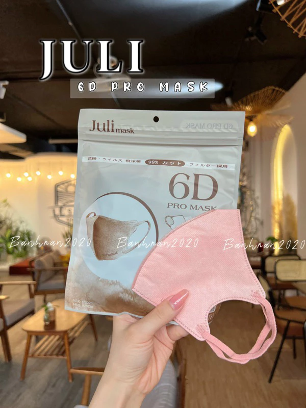 Mua 100 tặng 20 chiếc Khẩu trang 6D JULI Mask 3 lớp kháng khuẩn mẫu form rộng chắn nắng tốt - 2