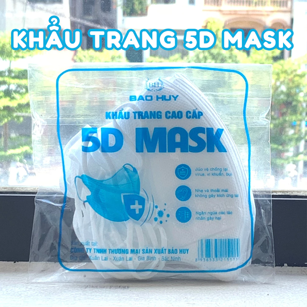 Túi 10 Khẩu Trang 5D Abby Mask 3 Lớp Kháng Khuẩn Chống Bụi Mịn Chống Nước Thon Mặt Bảo Vệ Sức Khỏe - 4