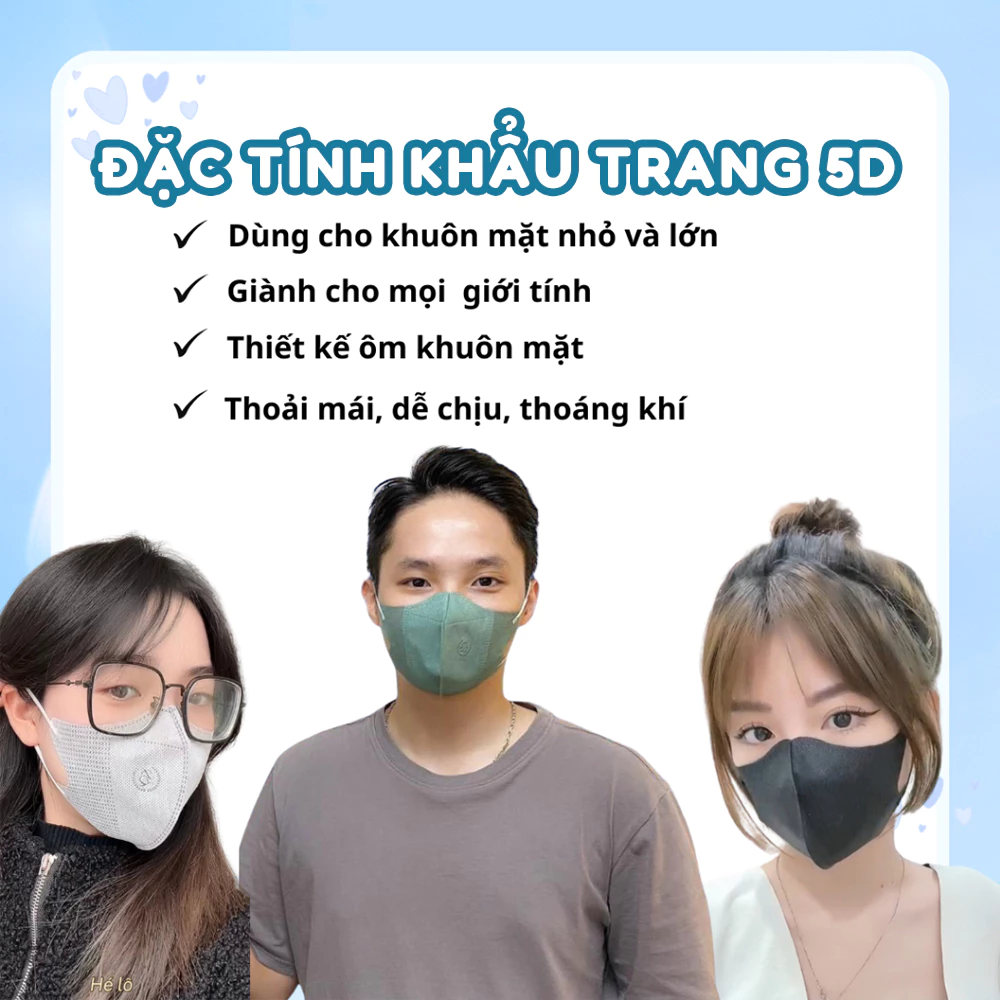 Túi 10 Khẩu Trang 5D Abby Mask 3 Lớp Kháng Khuẩn Chống Bụi Mịn Chống Nước Thon Mặt Bảo Vệ Sức Khỏe - 5