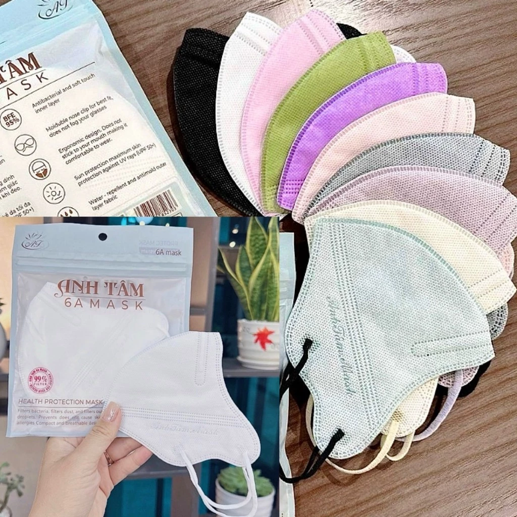 Thùng 100 chiếc khẩu trang 6A Anh Tâm Kháng Khuẩn, 4 lớp, Chống bụi mịn, chống nắng - 2