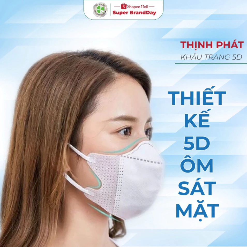 200 chiếc khẩu trang Thịnh Phát 5D 3 lớp kháng khuẩn chống bụi mịn chống nắng hiệu quả Cỏ Ba Lá - 6
