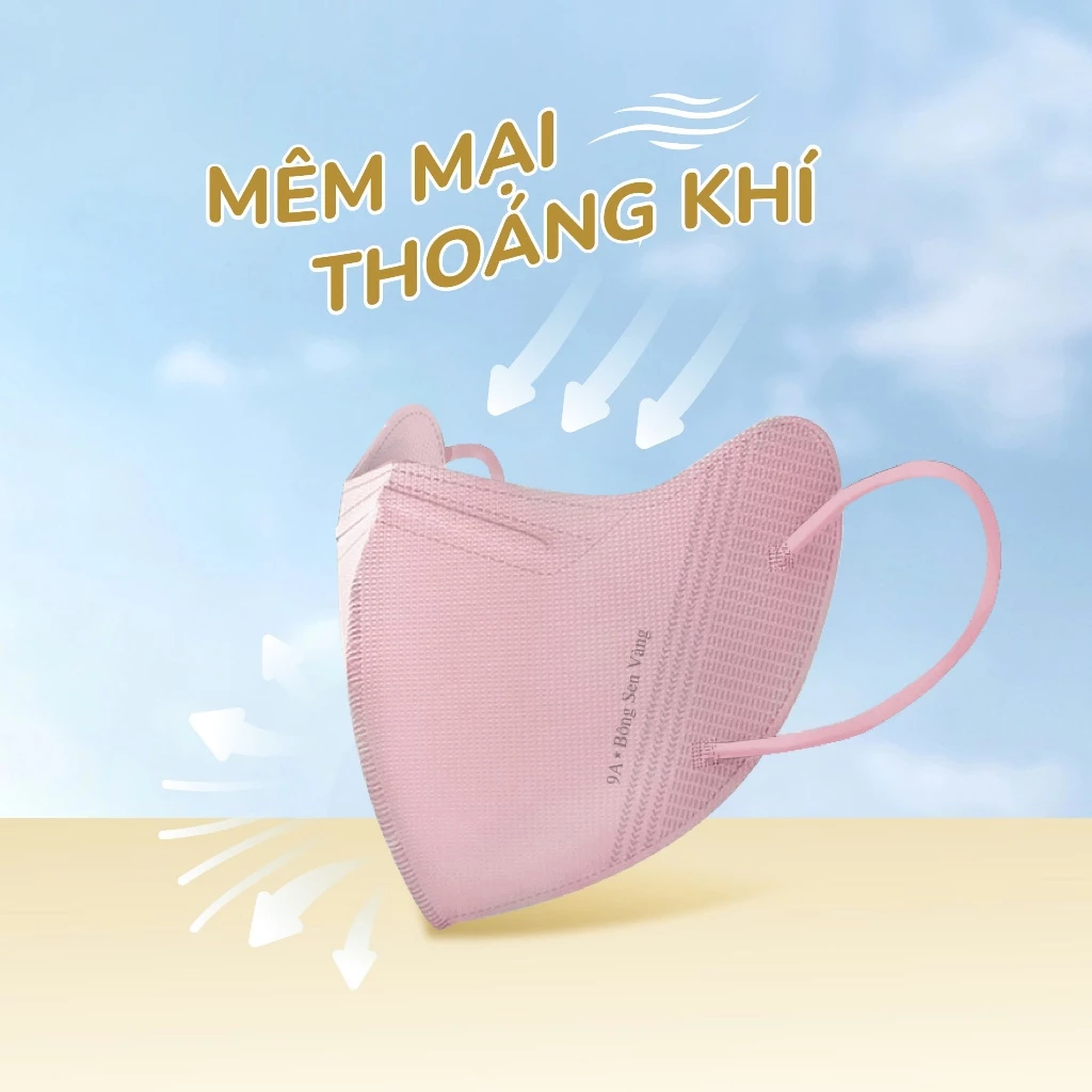 Khẩu Trang 9A Bông Sen Vàng, 5 Lớp, Kháng Khuẩn, Chống Nắng Toàn Diện. - 2