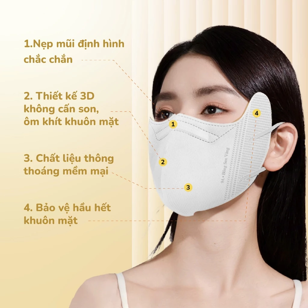 Khẩu Trang 9A Bông Sen Vàng, 5 Lớp, Kháng Khuẩn, Chống Nắng Toàn Diện. - 6