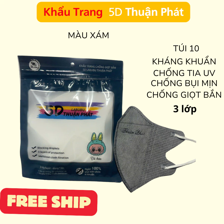 combo 600 chiếc Khẩu trang 5D Thuận Phát kháng khuẩn CHÍNH HÃNG 3 lớp kháng khuẩn kháng giọt bắn chống tia UV - 2