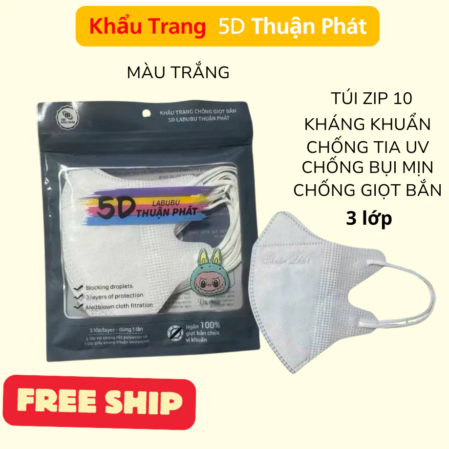 combo 600 chiếc Khẩu trang 5D Thuận Phát kháng khuẩn CHÍNH HÃNG 3 lớp kháng khuẩn kháng giọt bắn chống tia UV - 3