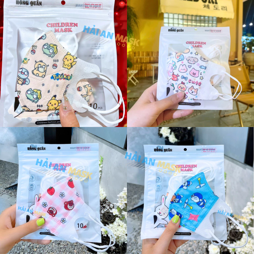 Khẩu trang cho bé 5d Hải An Mask vải lụa mềm mịn có đầy đủ 3 size từ 0-9 tuổi - 3