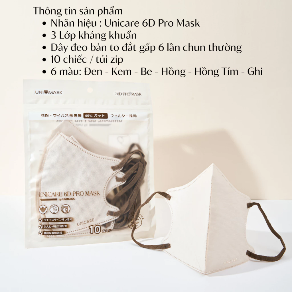 UNICARE COMBO 50c Khẩu Trang 6D Unicare Pro Mask 3 Lớp Kháng Khuẩn 6 Màu Thời Trang - 2