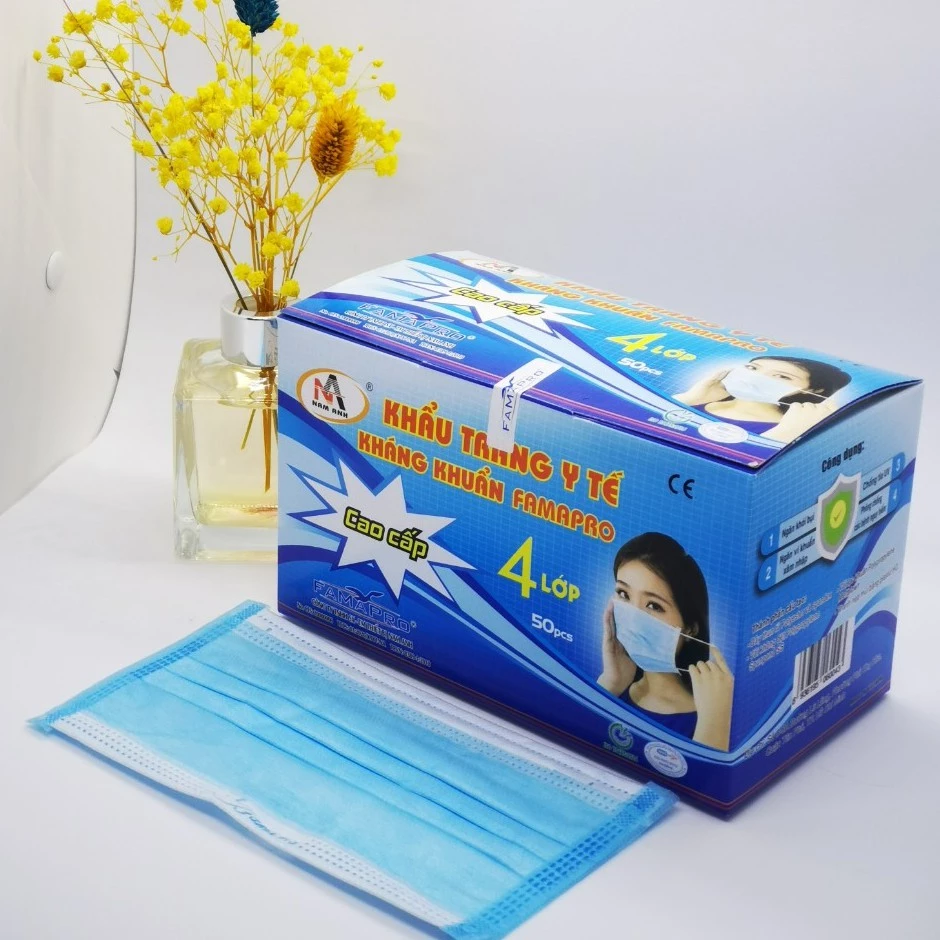 Khẩu trang y tế Famapro 4 lớp giấy kháng khuẩn hàng công ty Nam Anh hộp 50 chiếc - 2