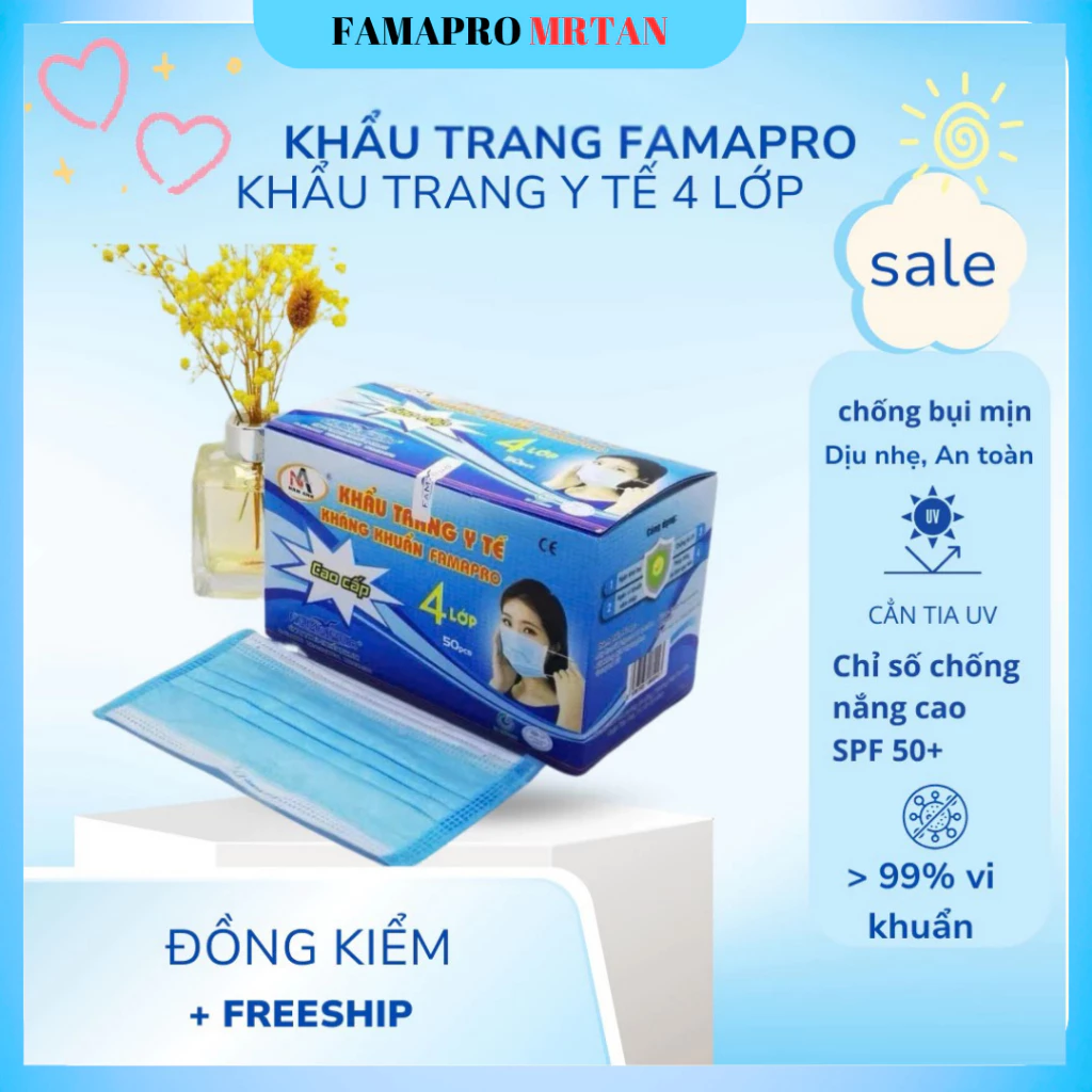 Khẩu trang y tế 4 lớp mỗi hộp 50 chiếc chính hãng FAMAPRO hộp 50 chiếc chính hãng - 2
