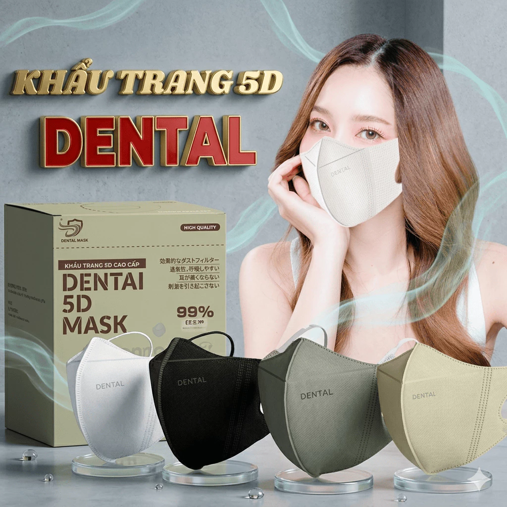 (Tặng 10 cái )Thùng 600- 400 Cái khẩu trang 5D DENTAL MASK chính hãng chống tia Uv,Nắng và Bụi Mịn - 2