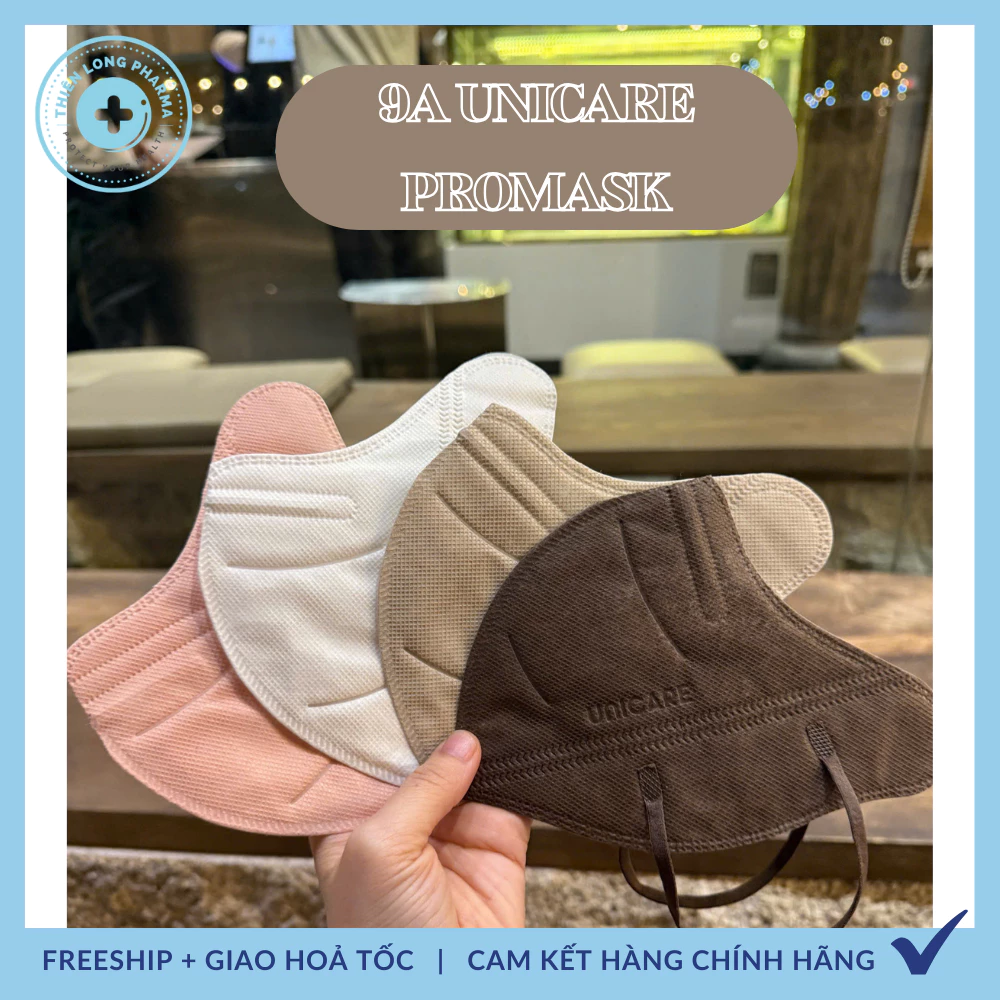 Khẩu trang 9A UNICARE [ SET 100 Cái] 5 lớp dày chống nắng, tia uv kích thước lớn siêu bảo vệ UniMask - 2