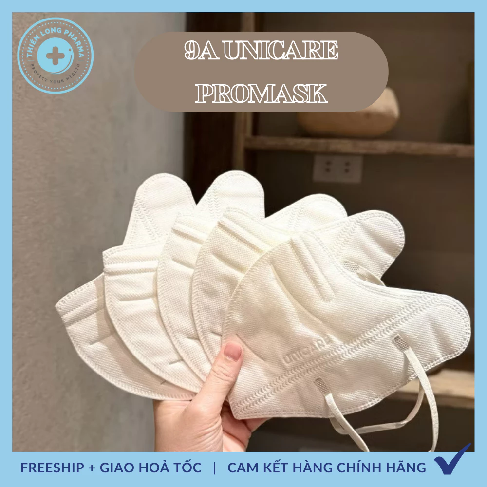Khẩu trang 9A UNICARE [ SET 100 Cái] 5 lớp dày chống nắng, tia uv kích thước lớn siêu bảo vệ UniMask - 3