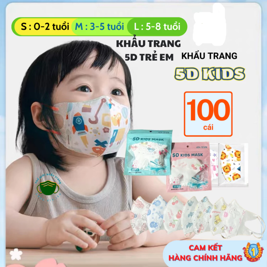 [Set 100 chiếc] Khẩu Trang 5D Mask Kids trẻ em- Khẩu trang 5D trẻ em 0-10 tuổi