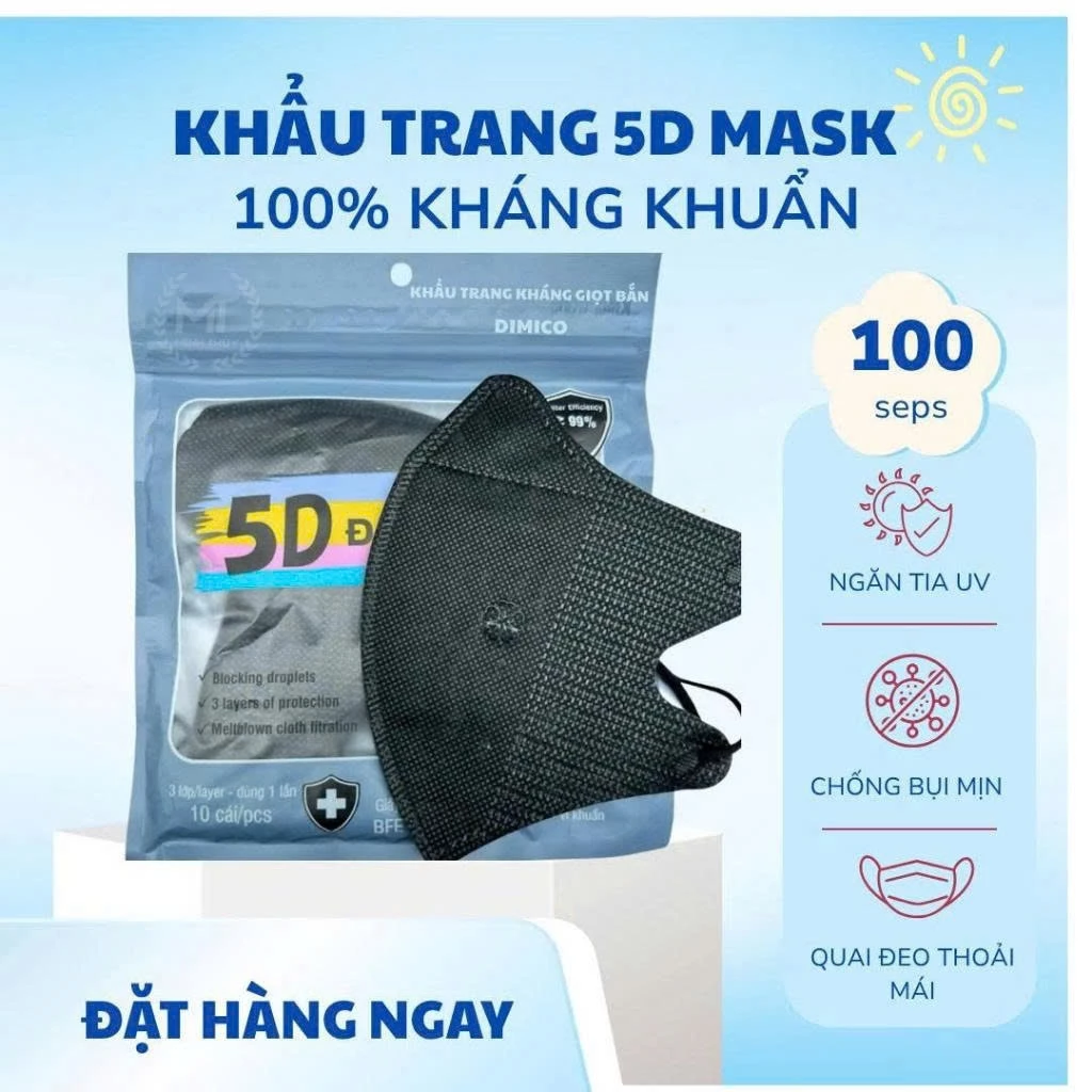 [200-600 chiếc ] khẩu trang 5D 3 lớp chống nắng chống bụi chống tia UV